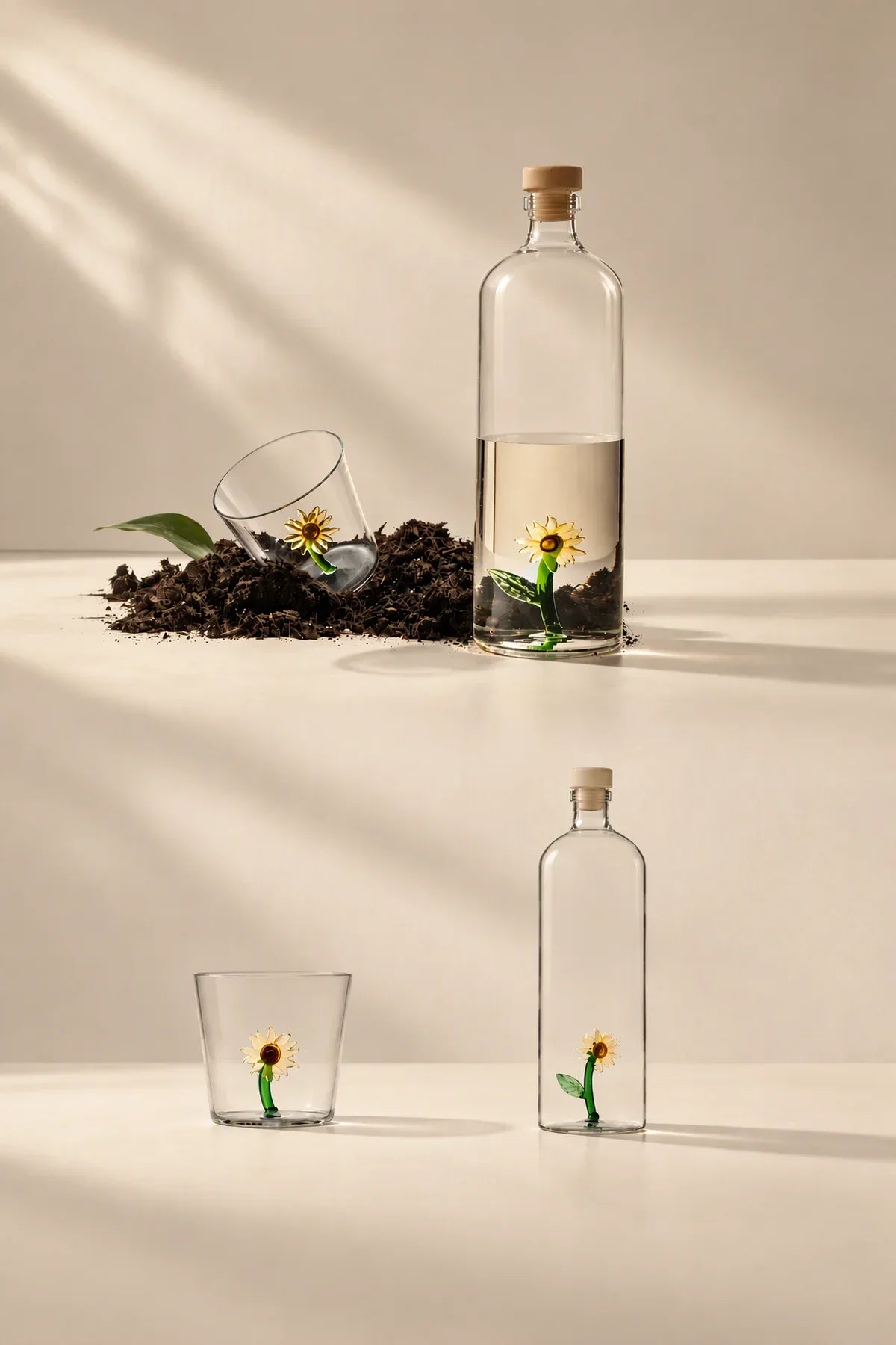 Secret Garden Clear Glass Drinkware Set