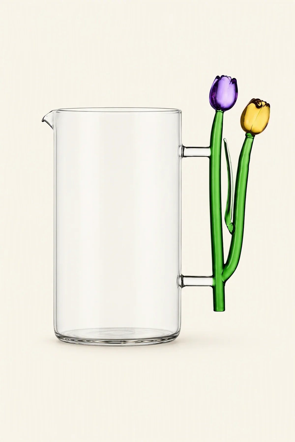 Garden Border Clear Glass Pitcher