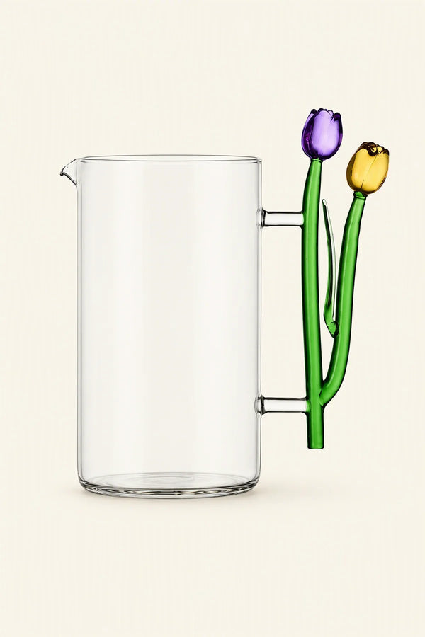 Garden Border Clear Glass Pitcher