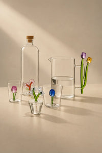 Garden Border Clear Glass Pitcher