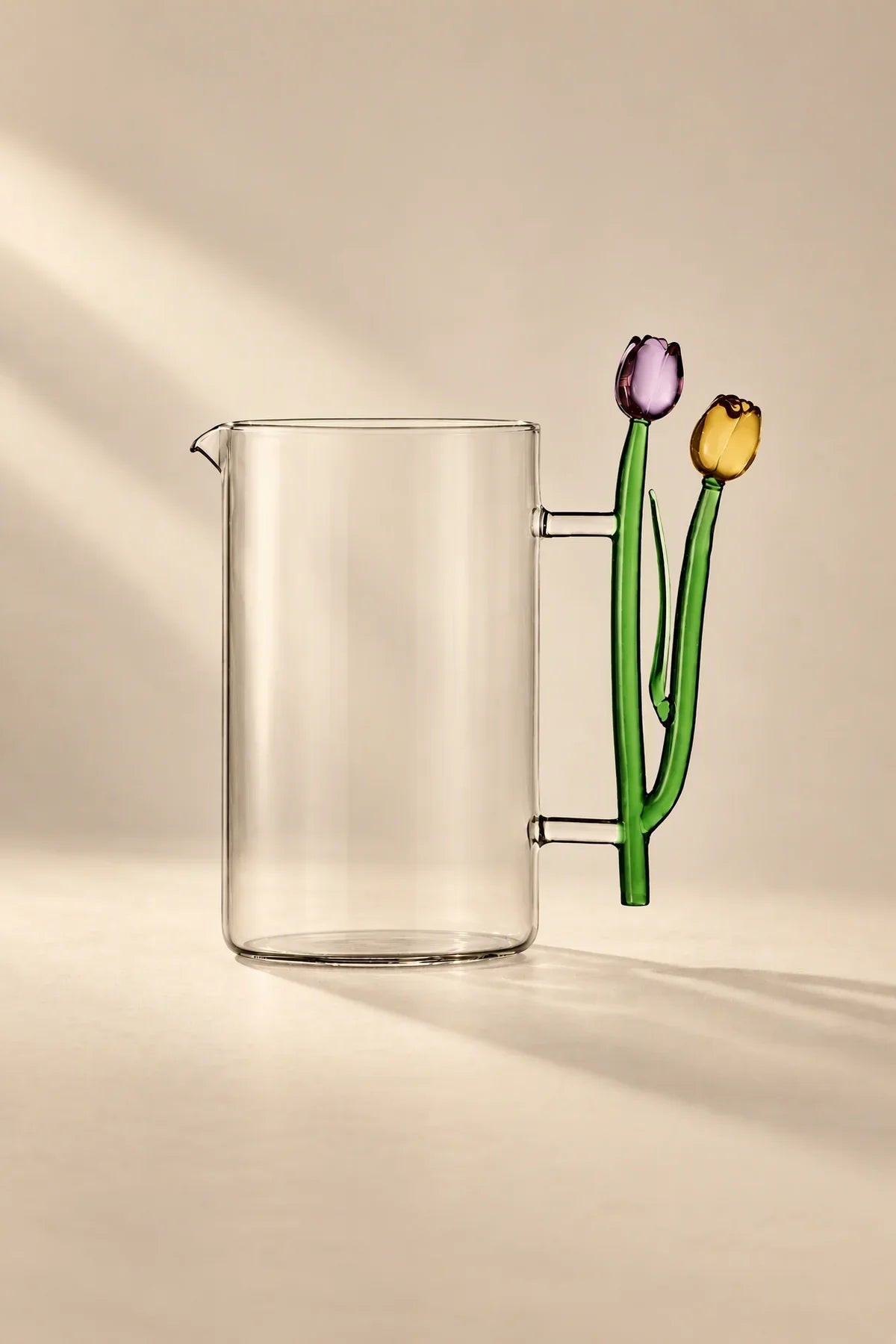 Garden Border Clear Glass Pitcher