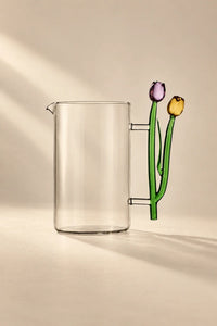 Garden Border Clear Glass Pitcher
