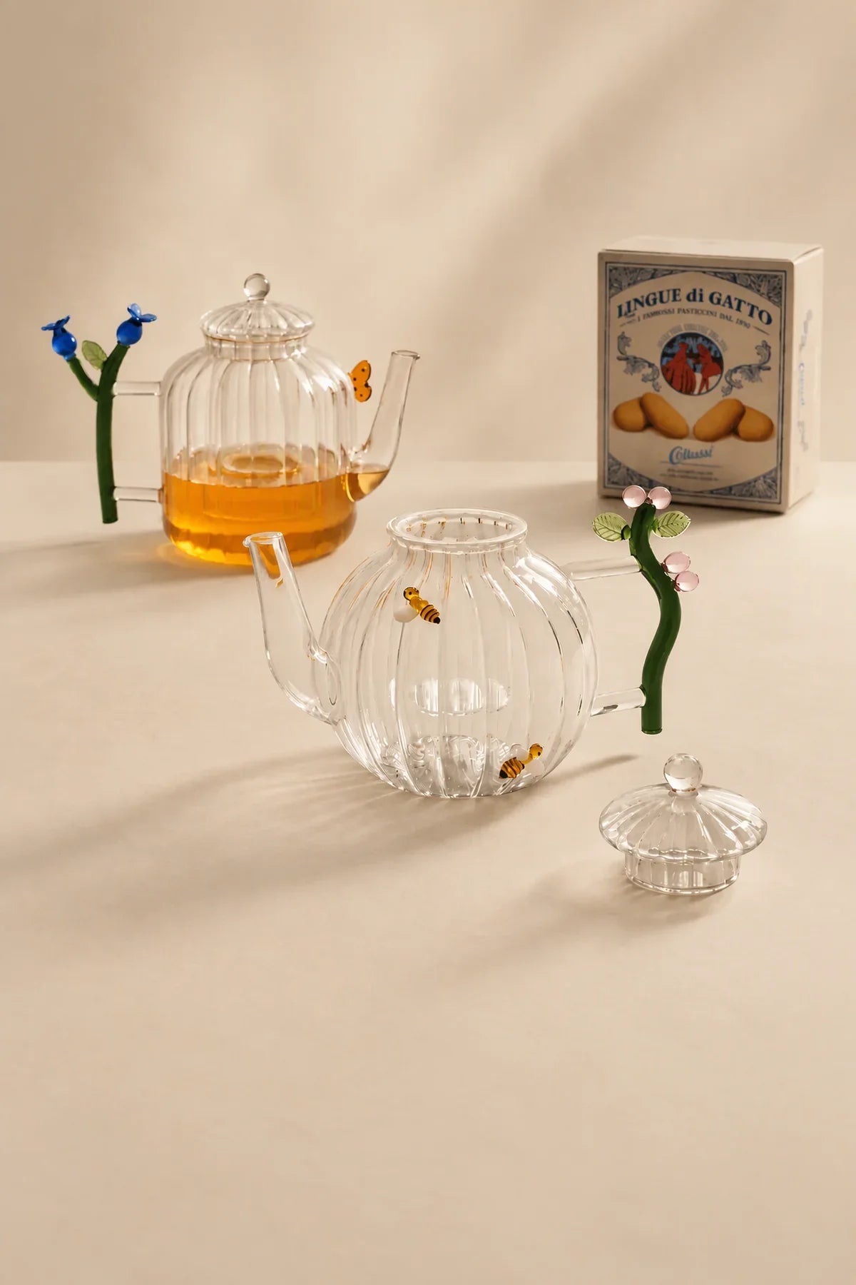 Garden Border Clear Glass Pitcher