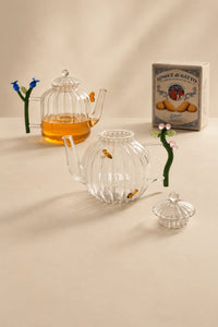 Garden Border Clear Glass Pitcher