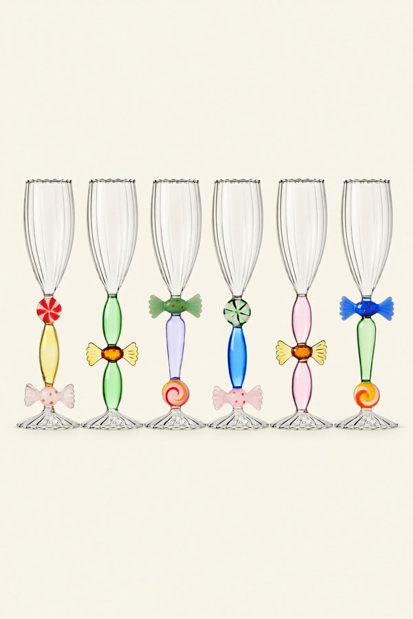 Sugar Rush Candy-Tone Glass Champagne Flute Set