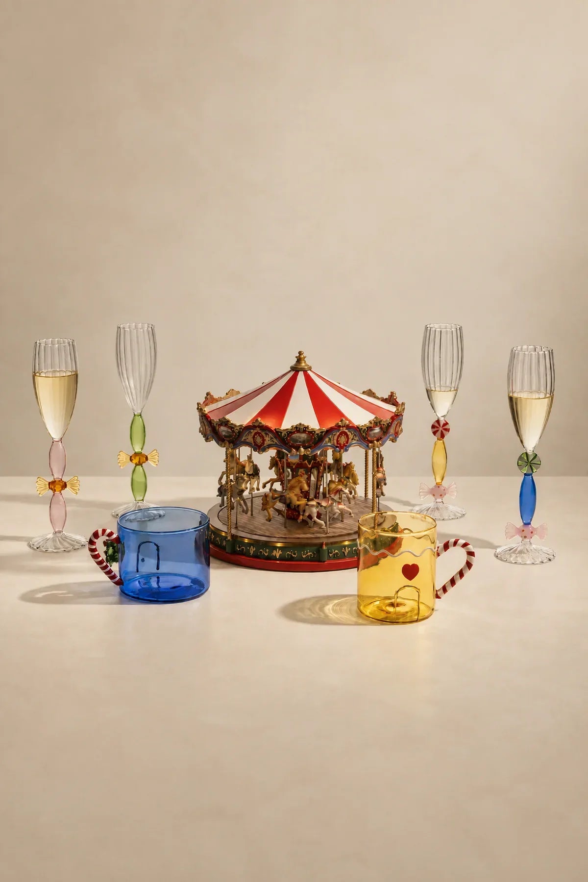 Sugar Rush Candy-Tone Glass Champagne Flute Set