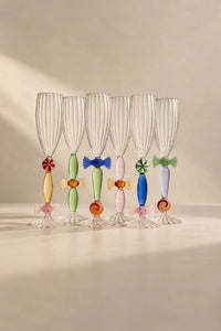 Sugar Rush Candy-Tone Glass Champagne Flute Set
