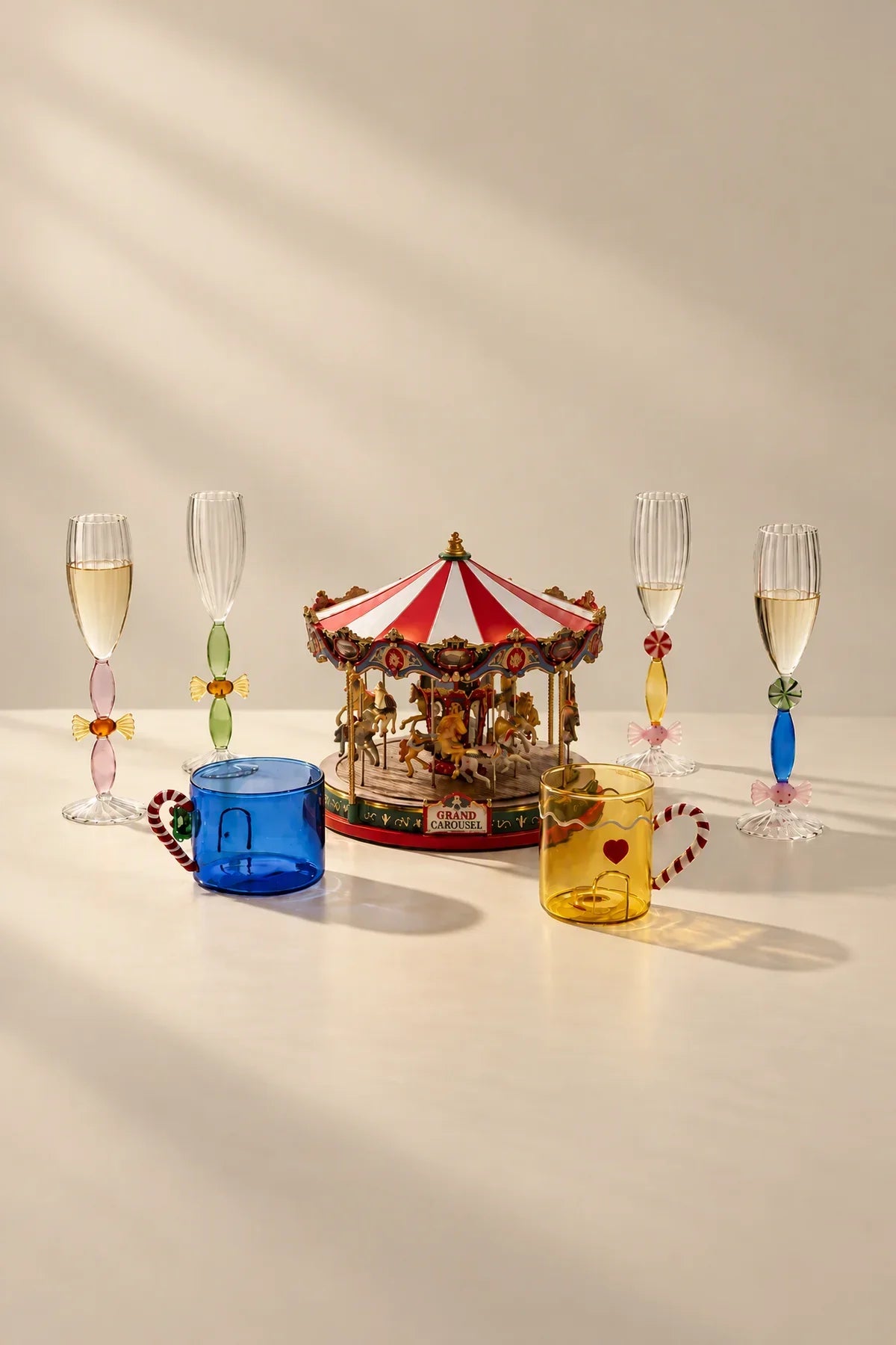 Sugar Rush Candy-Tone Glass Champagne Flute Set