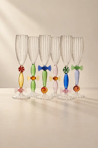Sugar Rush Candy-Tone Glass Champagne Flute Set