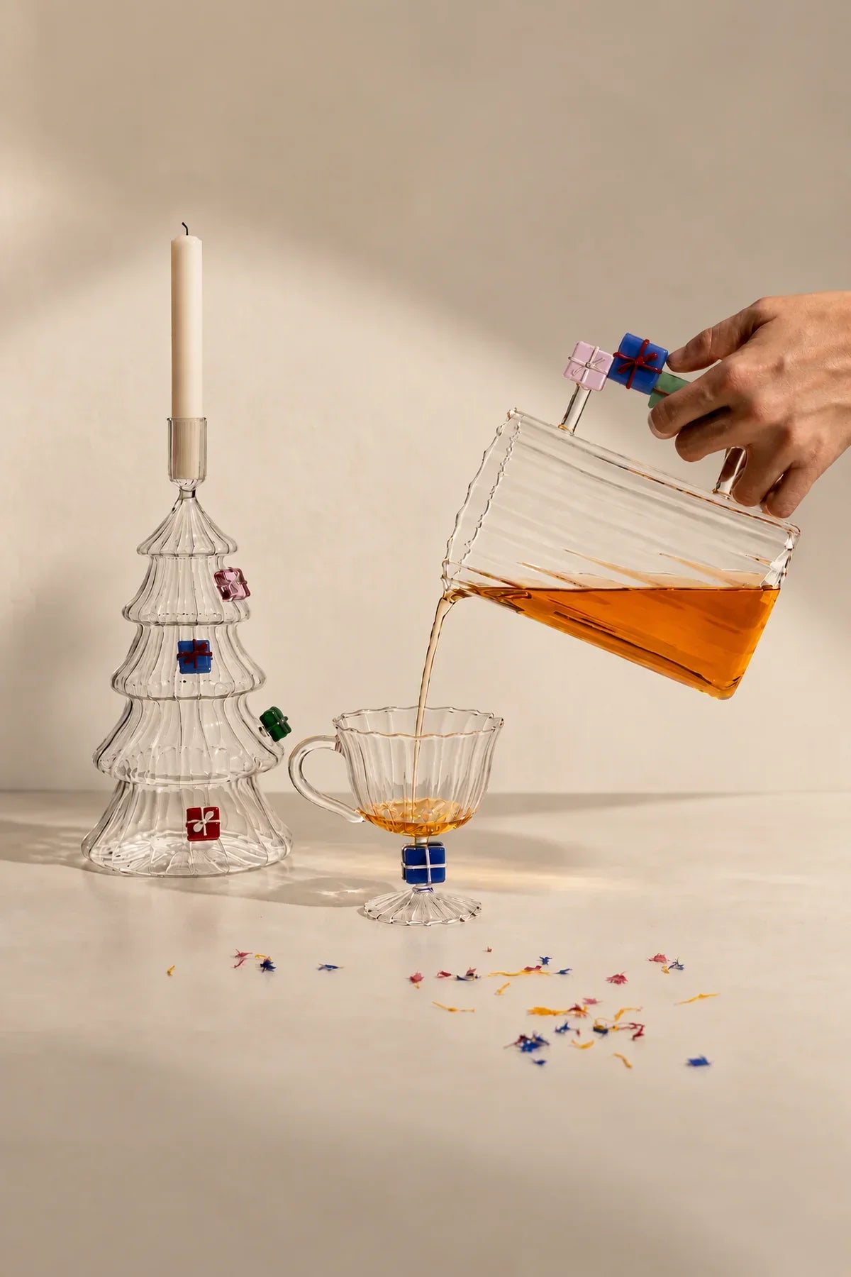 Holiday Fable Multi-Color Borosilicate Glassware Set