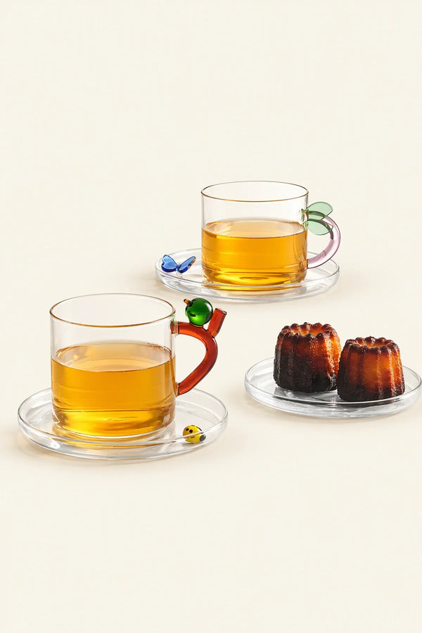 Meadow Hour Clear Glass Cup and Saucer