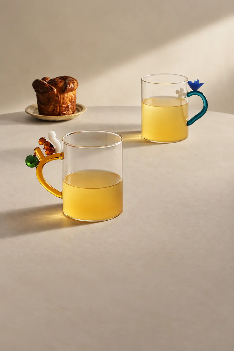Meadow Hour Clear Glass Cup and Saucer