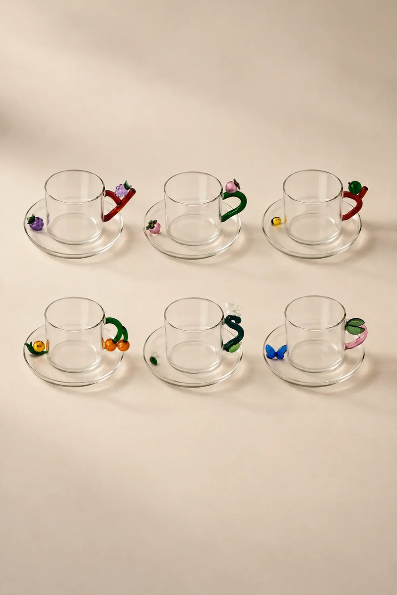 Meadow Hour Clear Glass Cup and Saucer