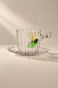 Meadow Hour Clear Glass Cup and Saucer