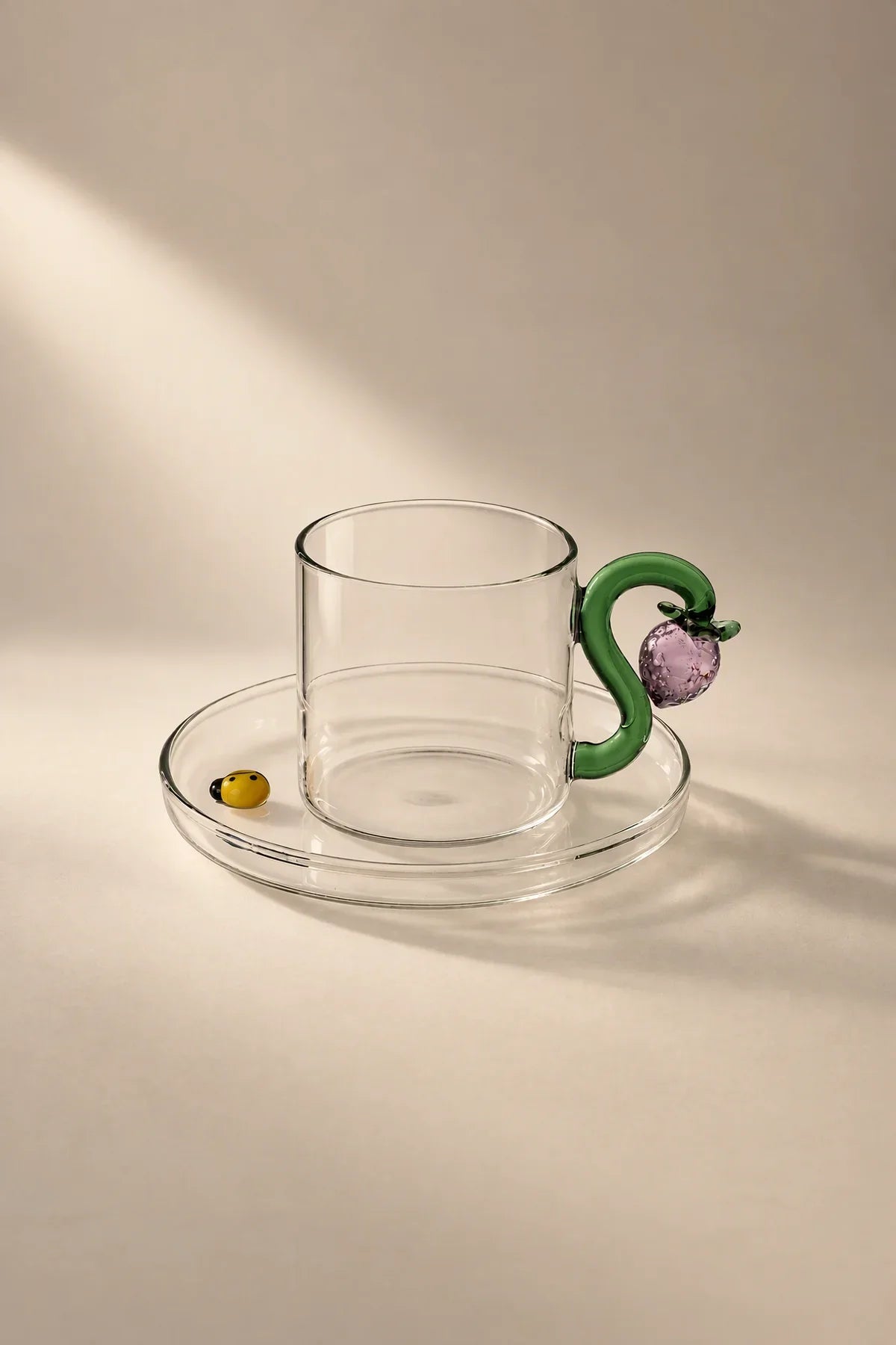 Meadow Hour Clear Glass Cup and Saucer