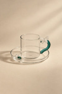 Meadow Hour Clear Glass Cup and Saucer