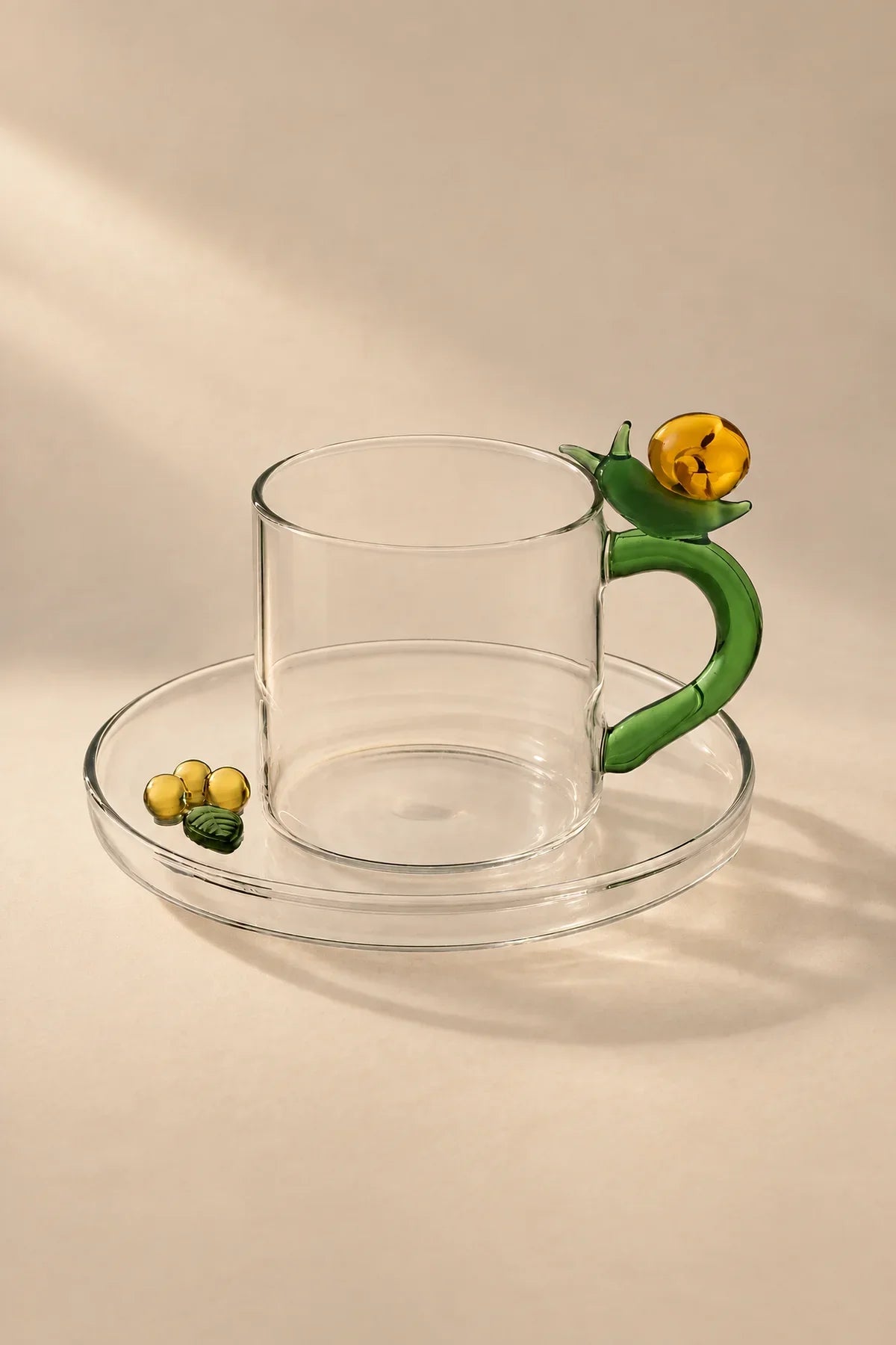 Meadow Hour Clear Glass Cup and Saucer