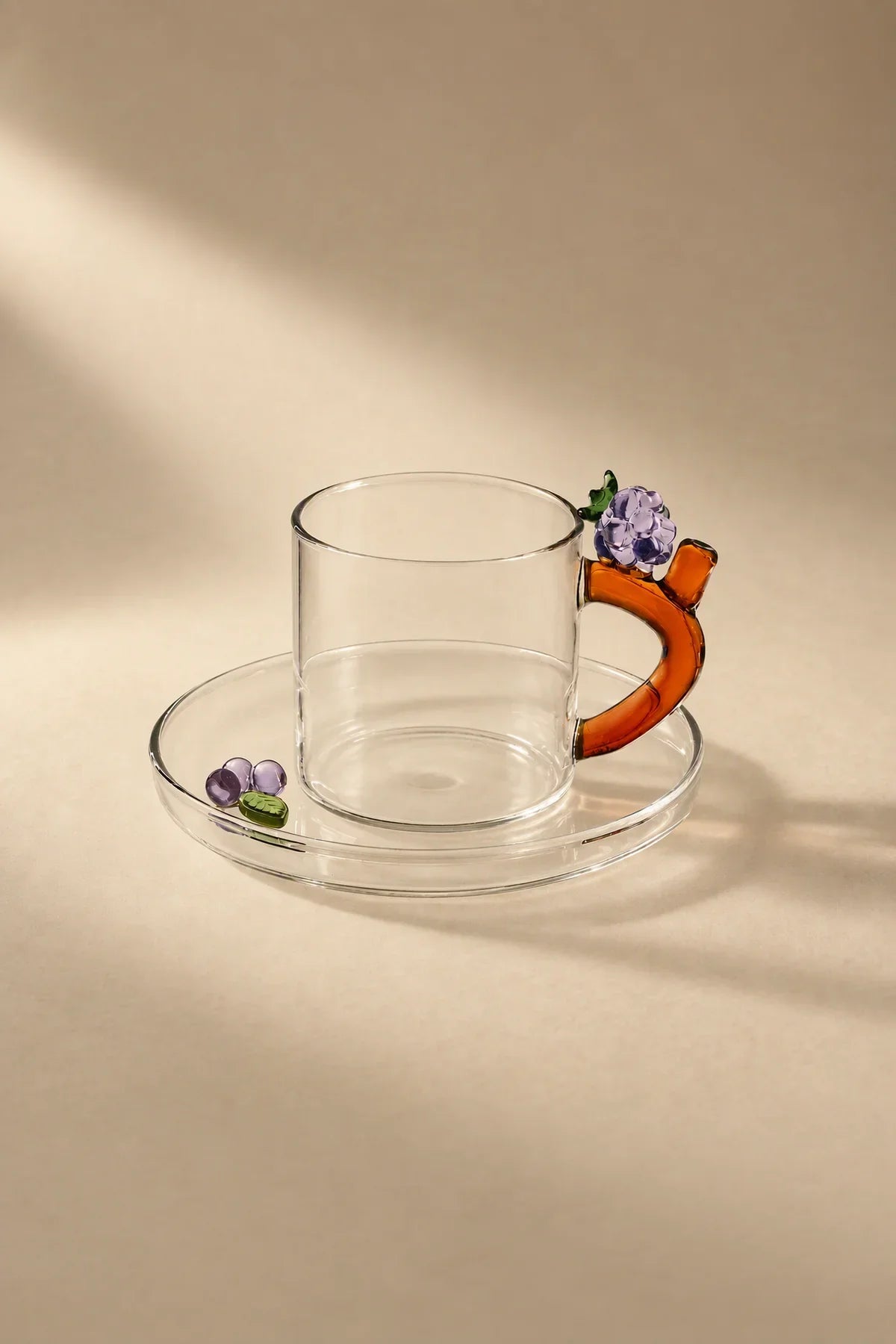 Meadow Hour Clear Glass Cup and Saucer