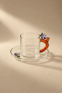Meadow Hour Clear Glass Cup and Saucer