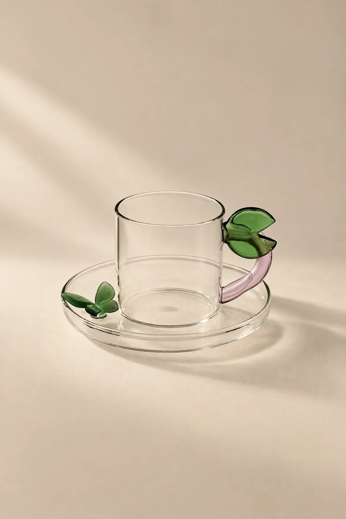 Meadow Hour Clear Glass Cup and Saucer