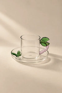 Meadow Hour Clear Glass Cup and Saucer