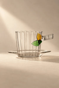 Meadow Hour Clear Glass Cup and Saucer