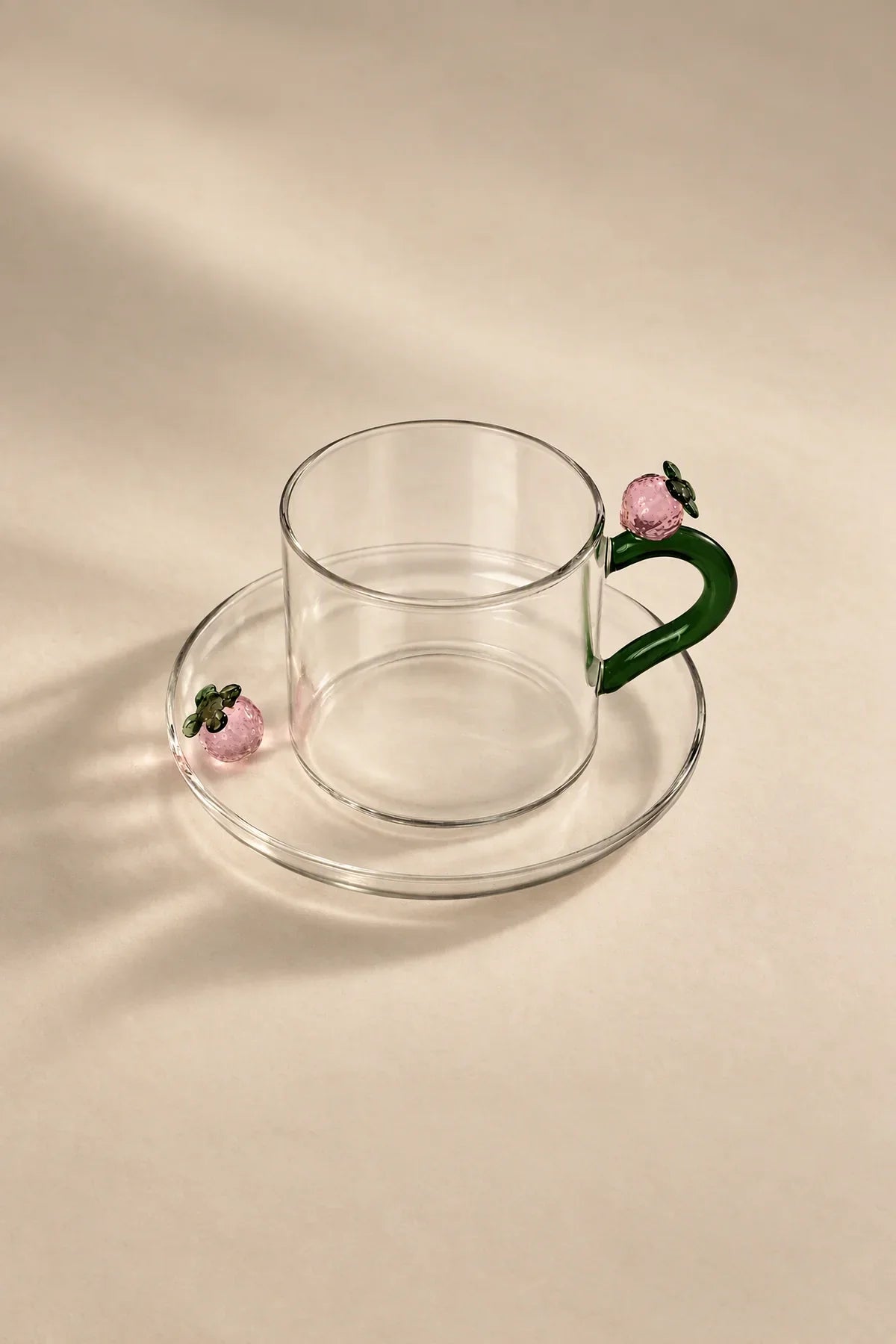 Meadow Hour Clear Glass Cup and Saucer