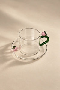 Meadow Hour Clear Glass Cup and Saucer