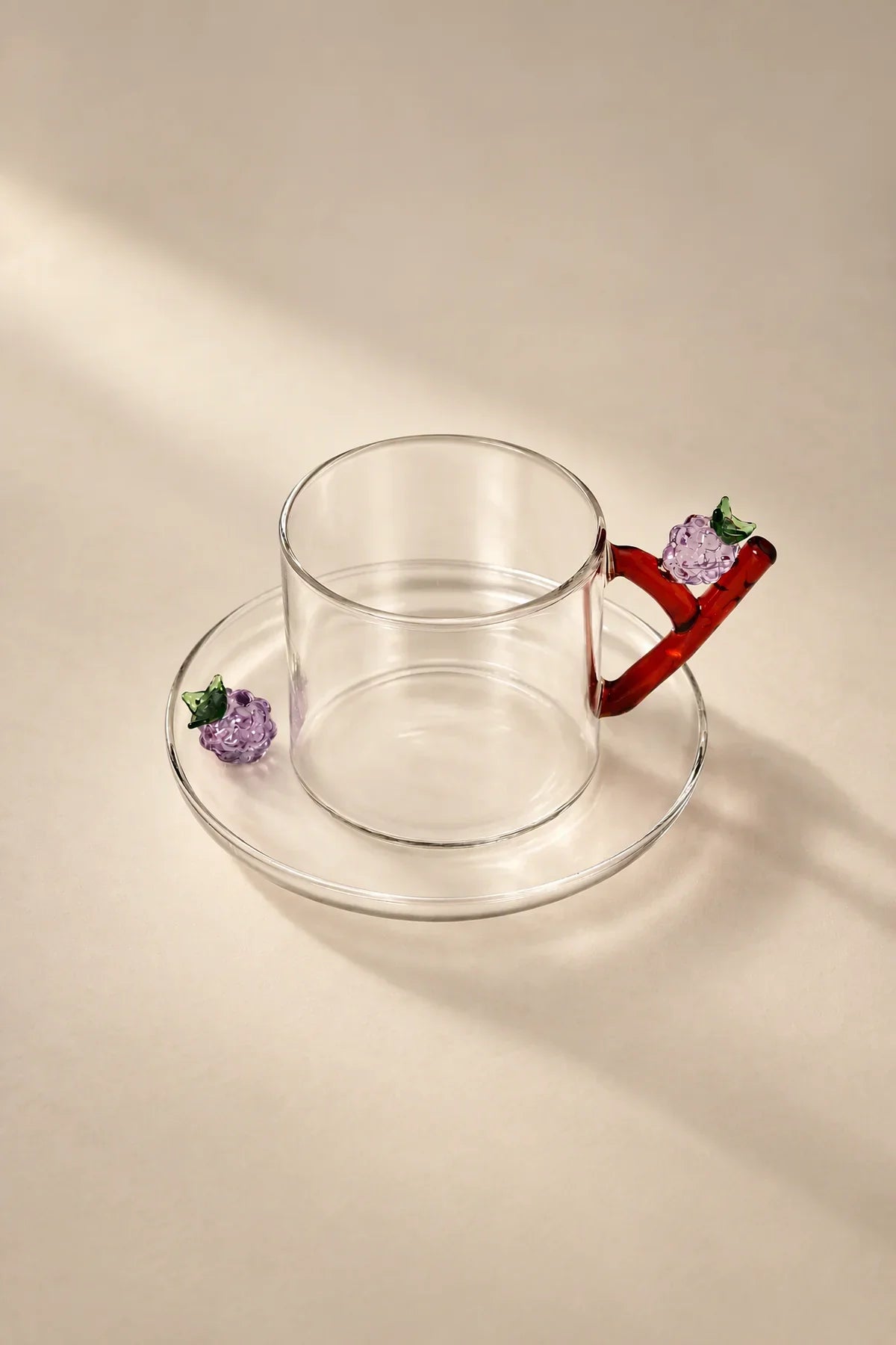 Meadow Hour Clear Glass Cup and Saucer