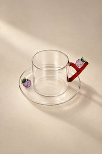 Meadow Hour Clear Glass Cup and Saucer