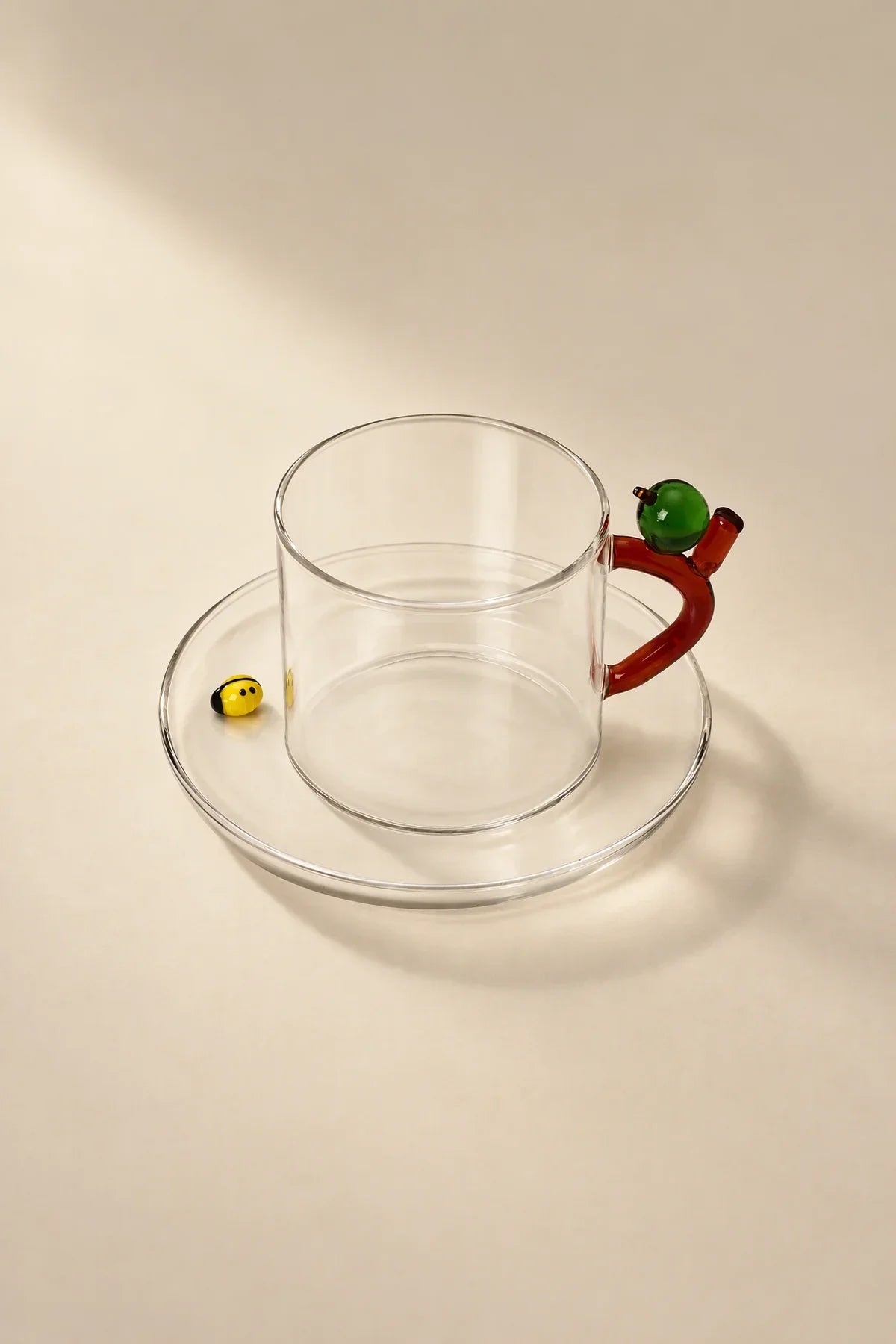 Meadow Hour Clear Glass Cup and Saucer