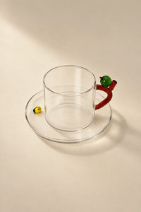 Meadow Hour Clear Glass Cup and Saucer