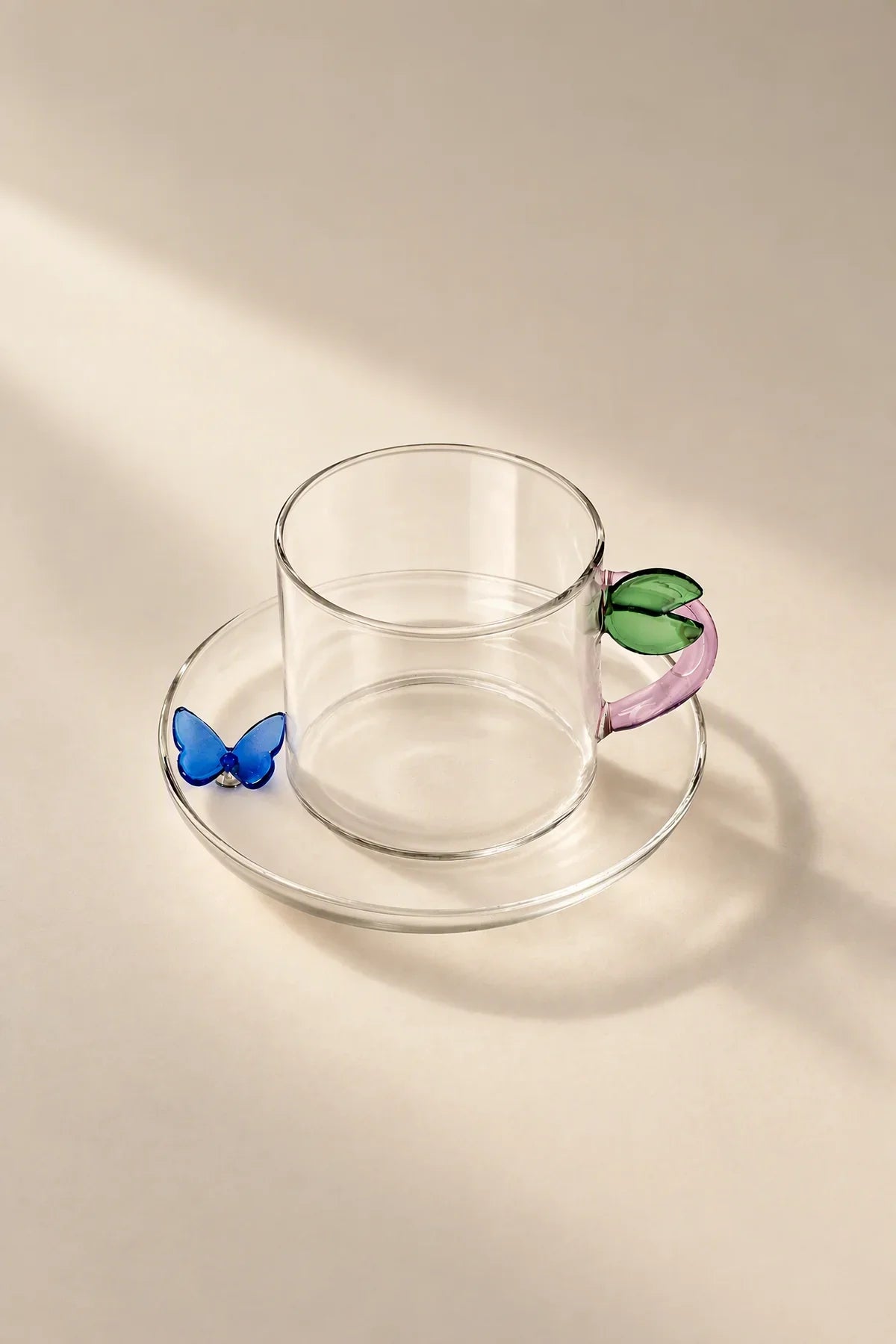 Meadow Hour Clear Glass Cup and Saucer