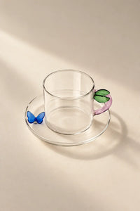 Meadow Hour Clear Glass Cup and Saucer