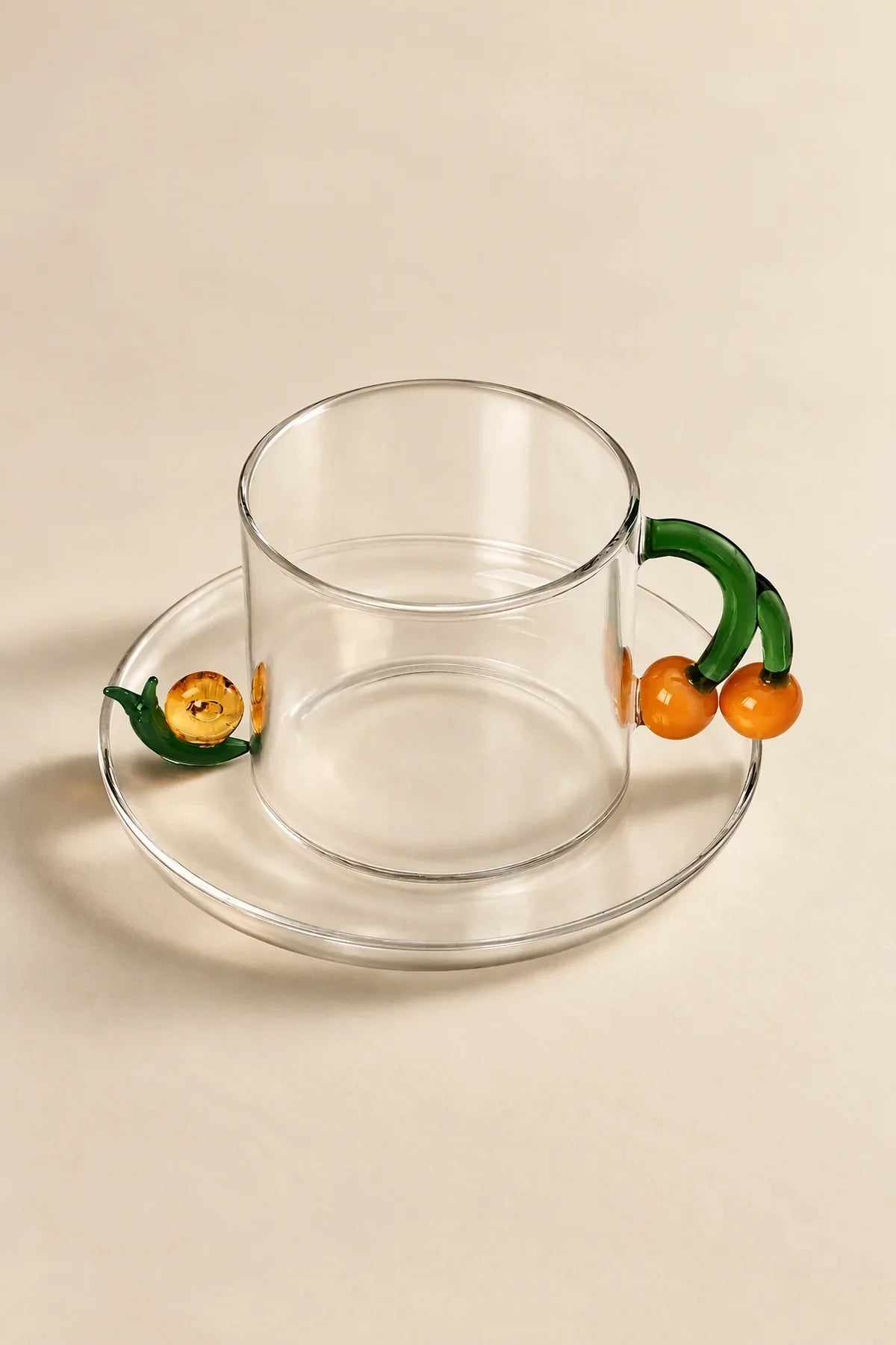 Meadow Hour Clear Glass Cup and Saucer