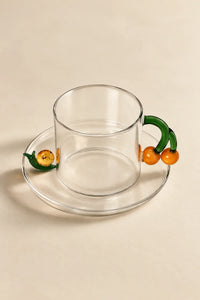 Meadow Hour Clear Glass Cup and Saucer