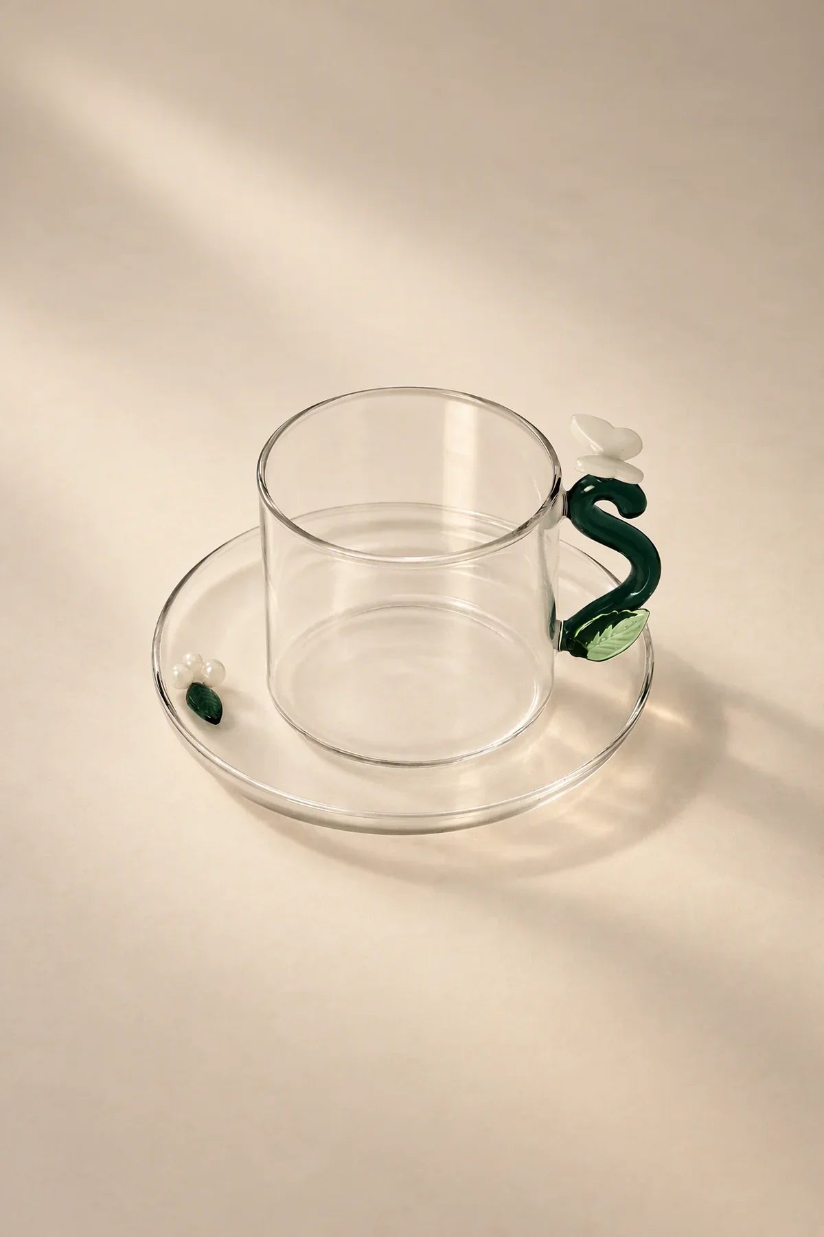 Meadow Hour Clear Glass Cup and Saucer