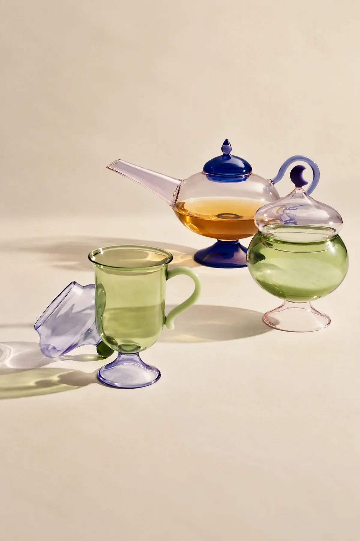 Oriental Dreams Multi-Color Glass Teaware Set