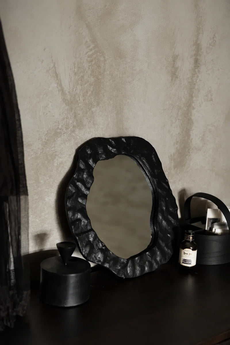 Earthbound Form Stone-Look Resin Decorative Mirror