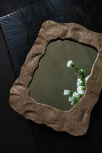 Earthbound Form Stone-Look Resin Decorative Mirror
