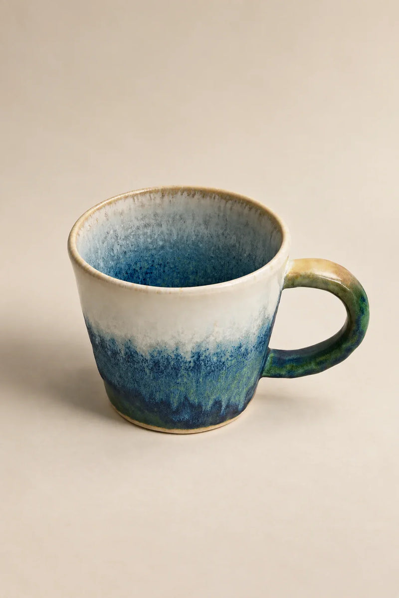 Frostline Blue-White Ceramic Coffee Mug