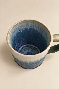 Frostline Blue-White Ceramic Coffee Mug