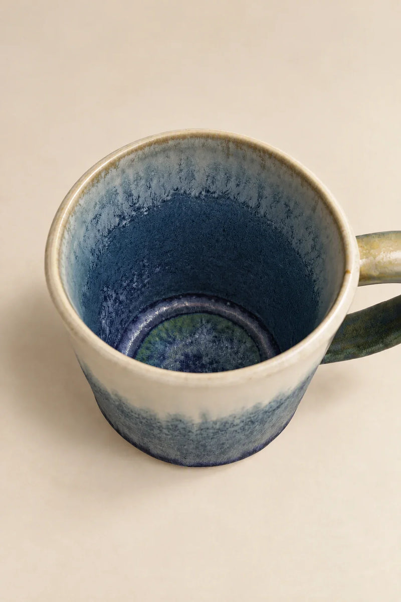 Frostline Blue-White Ceramic Coffee Mug