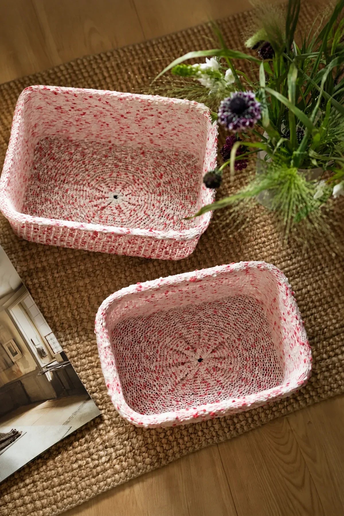 Berry Confetti Pink Knitted Storage Basket