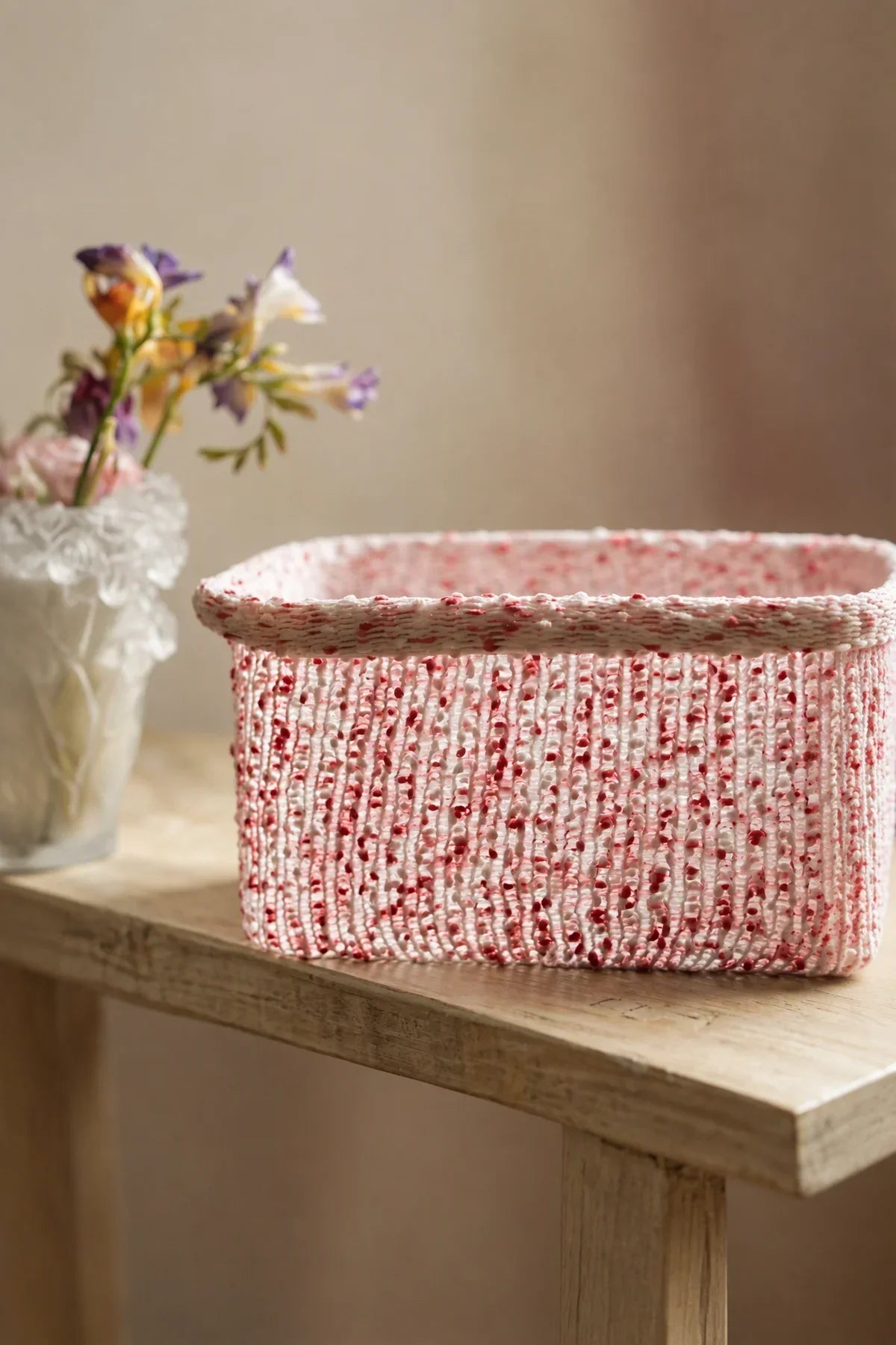 Berry Confetti Pink Knitted Storage Basket