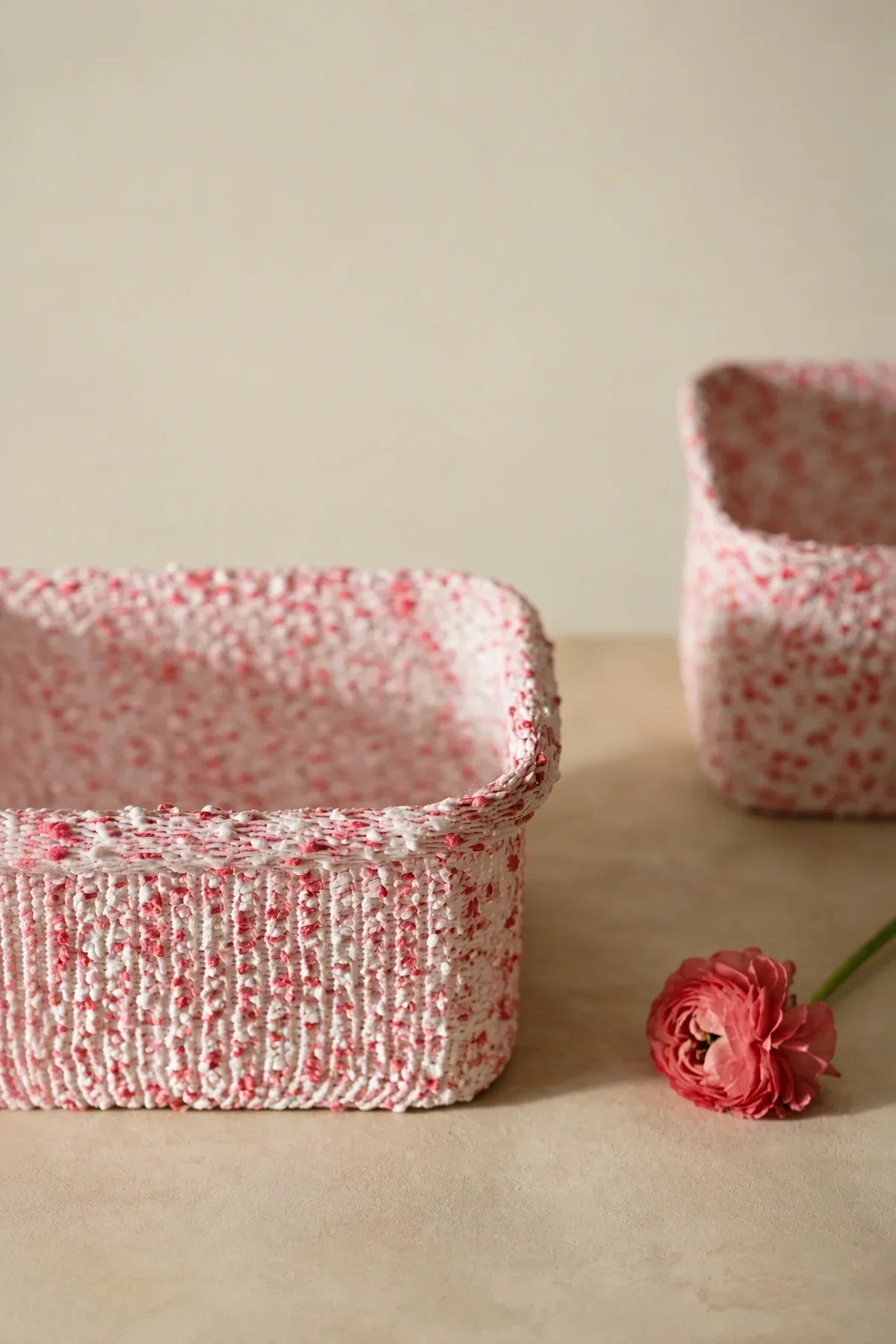 Berry Confetti Pink Knitted Storage Basket