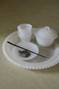 Cloud Current Frosted White Glass Gaiwan Tea Set