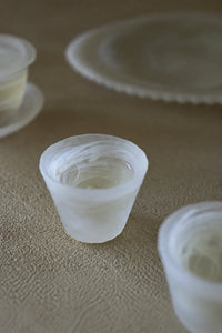 Cloud Current Frosted White Glass Gaiwan Tea Set