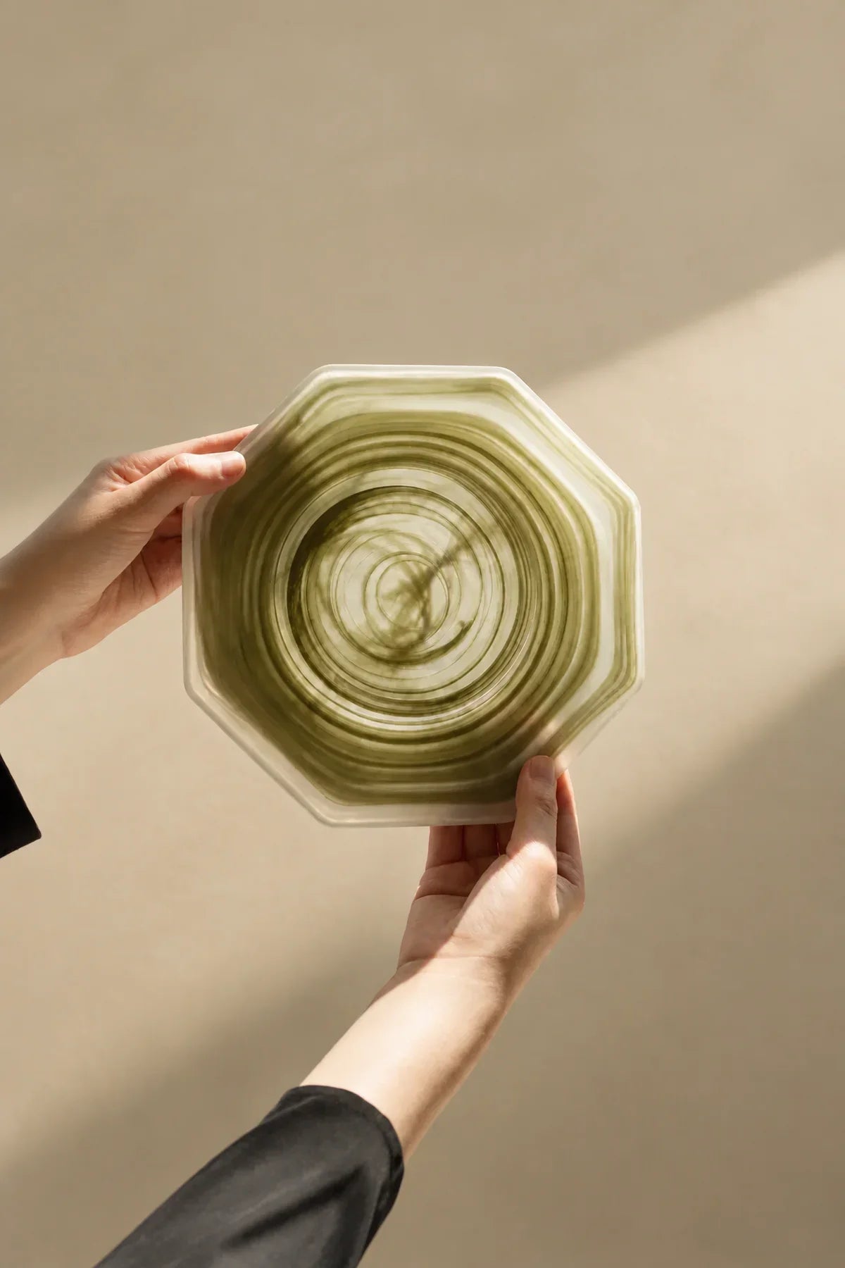 Meadow Orbit Sage Glass Serving Plate