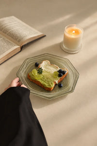 Meadow Orbit Sage Glass Serving Plate